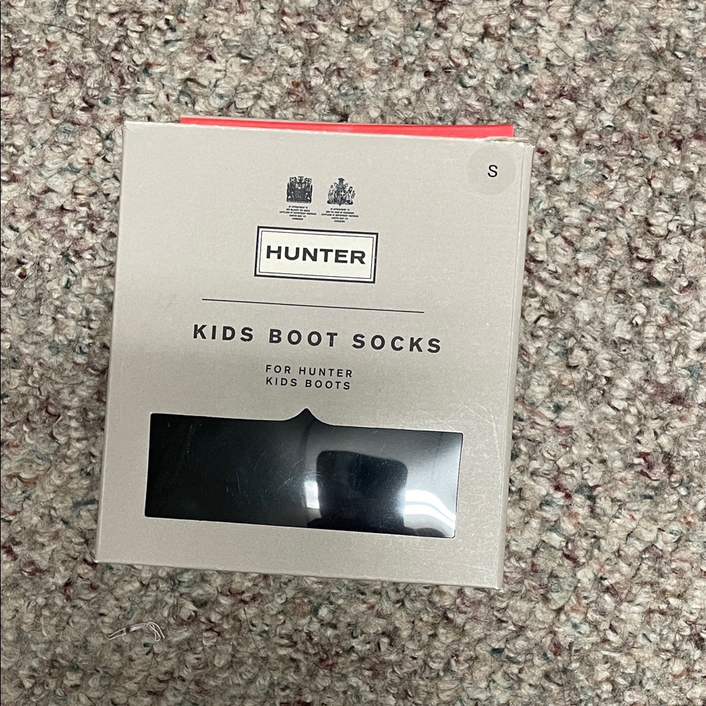 Hunter Kids Boot Socks - Black with Red white logo fold over